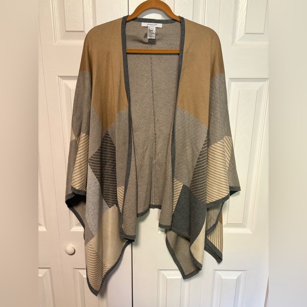 Elegant Tan, Gray, and Cream Color Block Cape